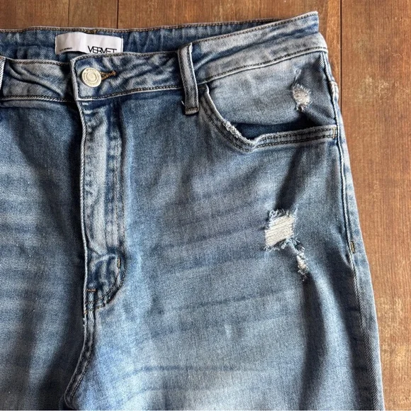 Vervet High Rise 90s Vintage Flare Jean Split Hem Stretch Jeans Size 32 - Picture 6 of 8